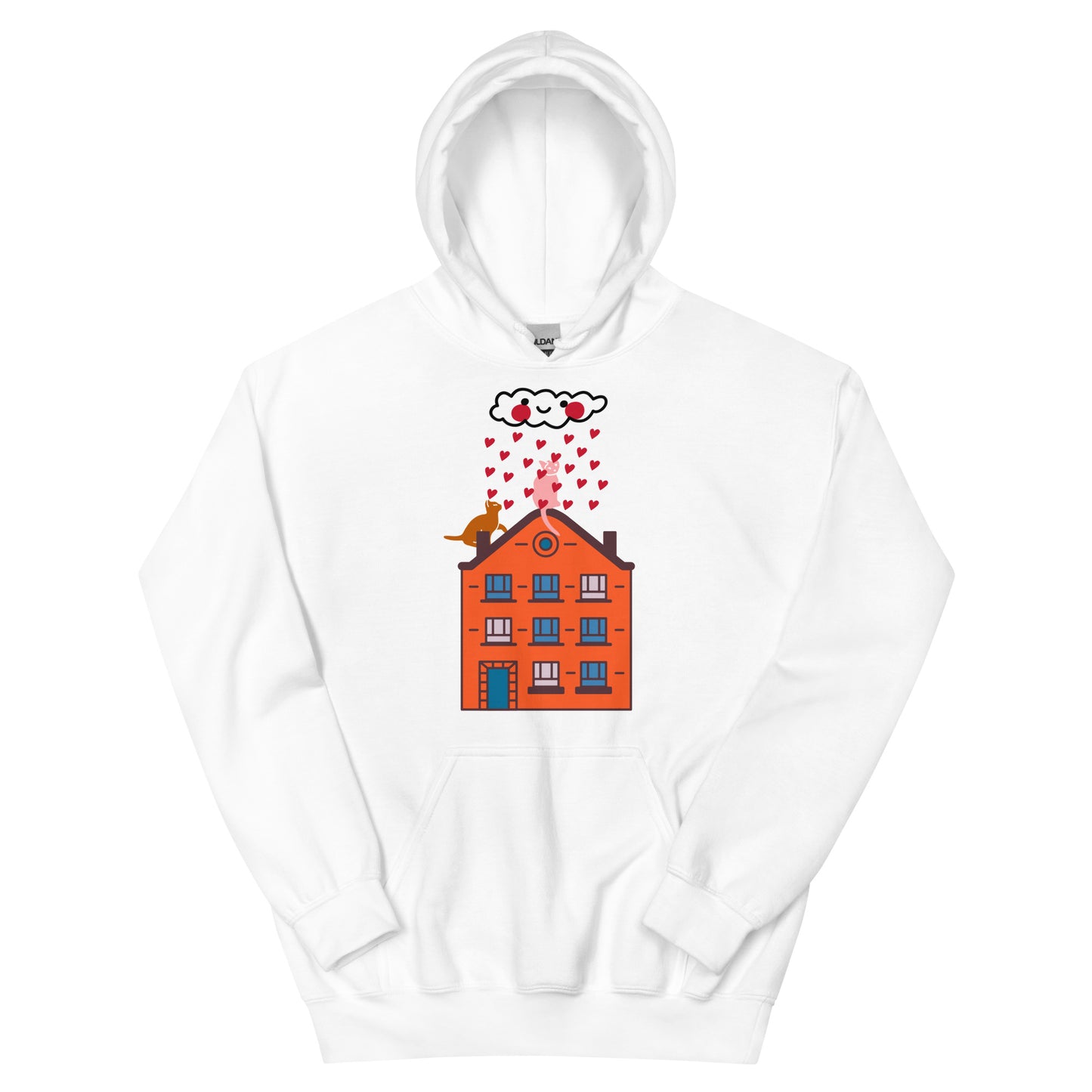 Gatti Innamorati - Felpa Unisex con Cappuccio -