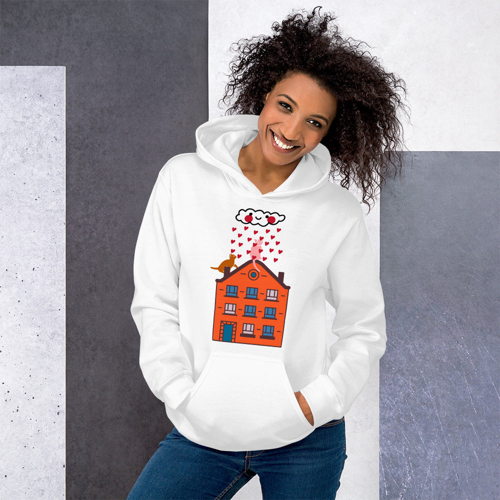 Gatti Innamorati - Felpa Unisex con Cappuccio -