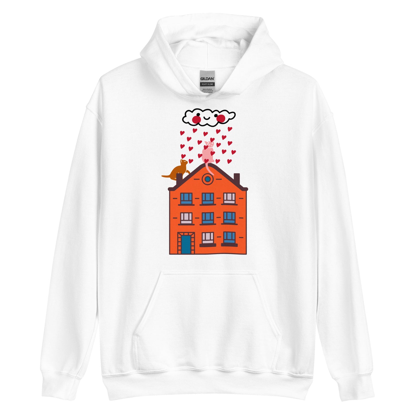 Gatti Innamorati - Felpa Unisex con Cappuccio -