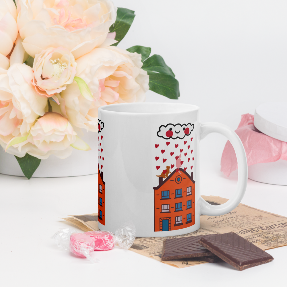 Gatti Innamorati - Tazza in Ceramica bianca lucida 330/440 ml. -