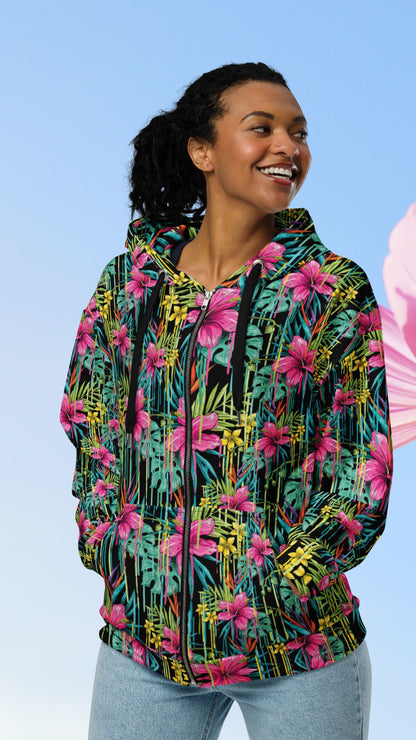 Rose - Felpa Unisex con Cappuccio e Zip