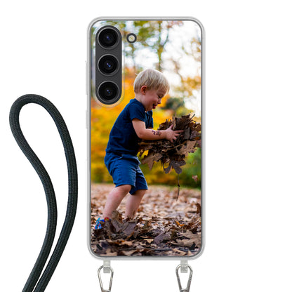 Samsung Galaxy S23 Cover Trasparente con Cinturino per Tracolla (Crossbody) - Stampa sul Retro