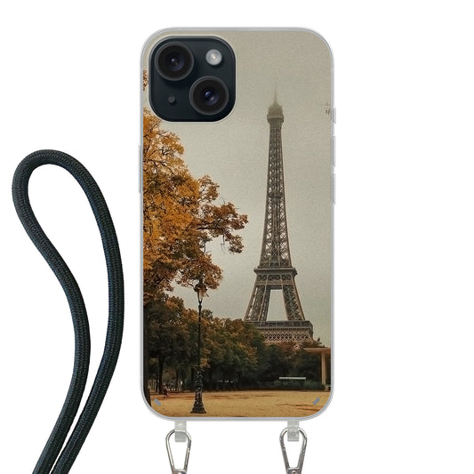 Apple iPhone 15 Cover Trasparente con Cinturino per Tracolla (Crossbody) - Stampa sul Retro