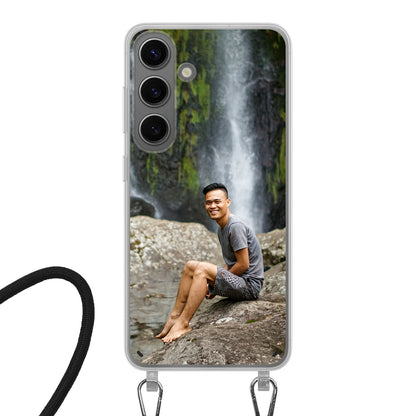 Samsung Galaxy S24 Cover Trasparente con Cinturino per Tracolla (Crossbody) - Stampa sul Retro