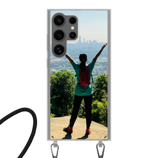 Samsung Galaxy S24 Ultra Cover Trasparente con Cinturino per Tracolla (Crossbody) - Stampa sul Retro