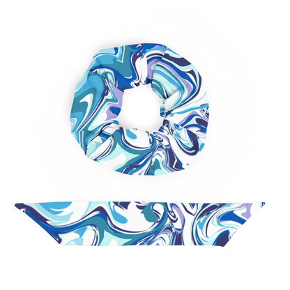 Onde Blu-  Elastico per capelli (Scrunchie)
