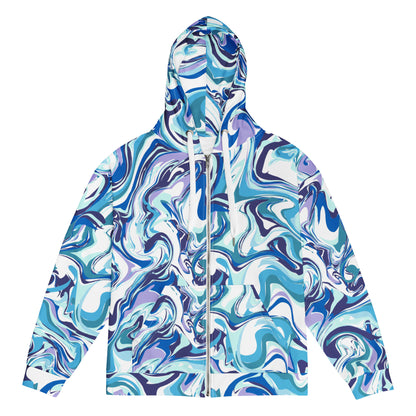 Onde Blu - Felpa Unisex con Cappuccio e Zip