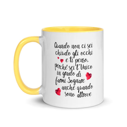 Quando non ci sei...per "Lui" - Tazza Colorata in Ceramica - 4 Colori -
