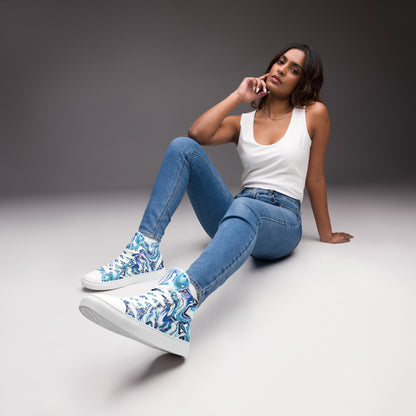 Onde Blu-  Sneakers Alte in Tela/Donna