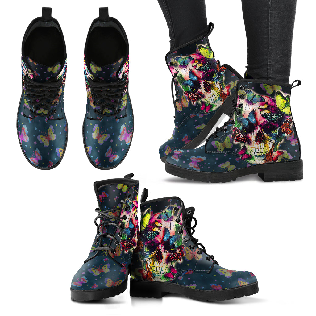 Teschio e Farfalle - Leather Boots - Donna -