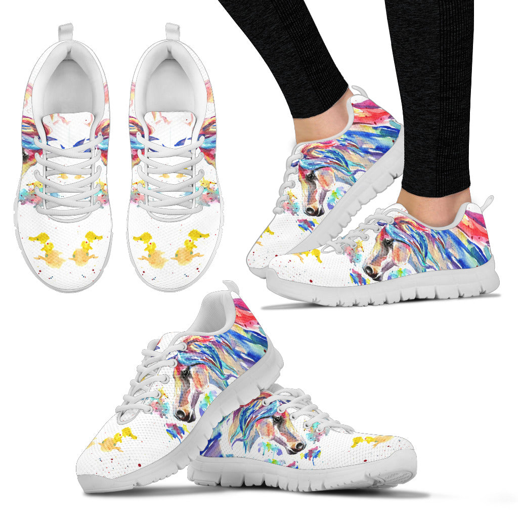 Cavallo ad Acquarello - Sneakers Donna /Suola Bianca -