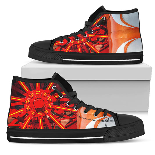 Nero e Arancio - Sneakers Alte Uomo -