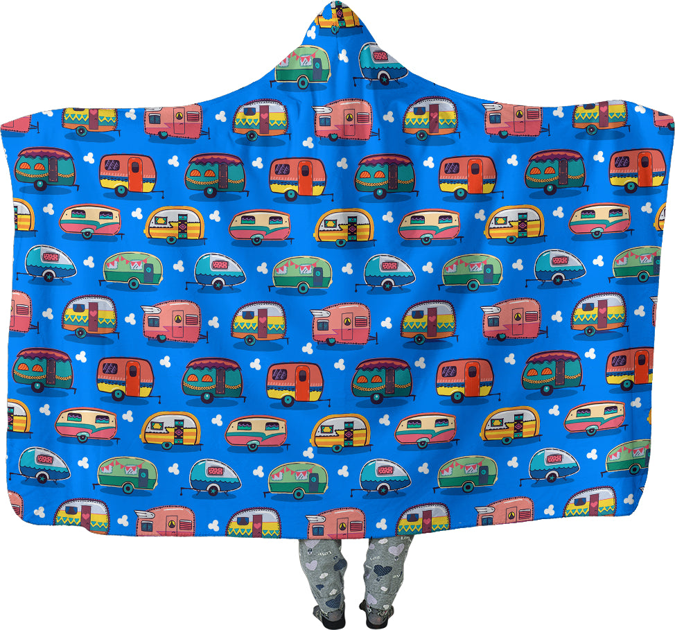 Hooded Blanket - Campers Blue