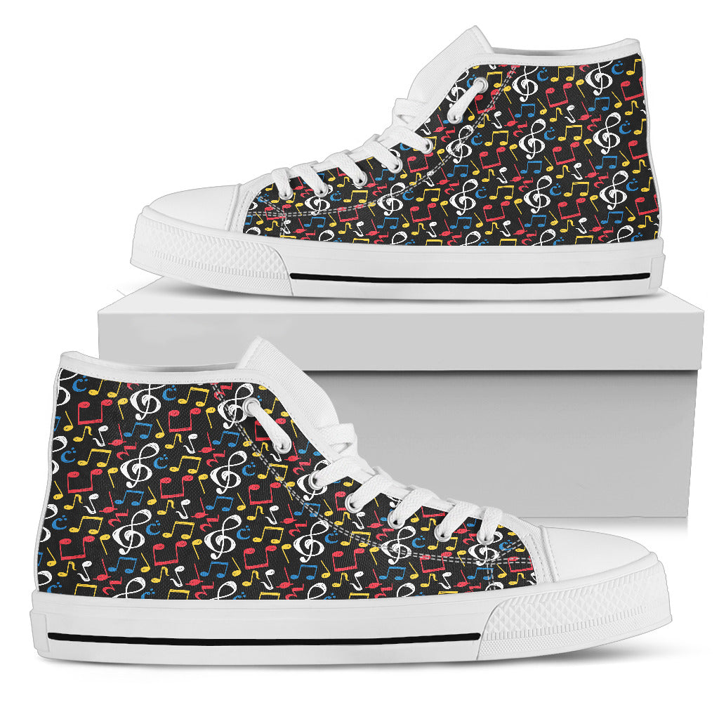 Note Colorate - Sneakers Alte Donna/ Suola Bianca -