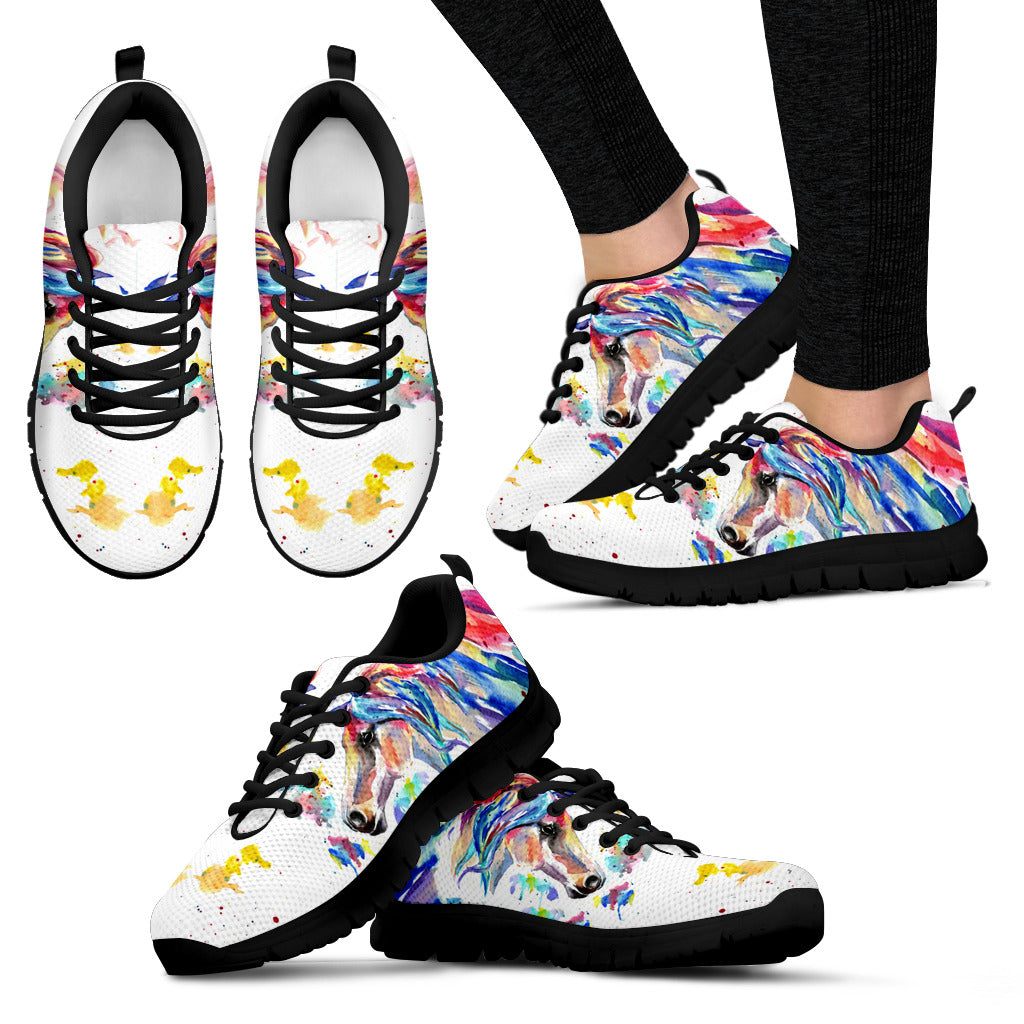 Cavallo ad Acquarello - Sneakers Donna /Suola Nera  -