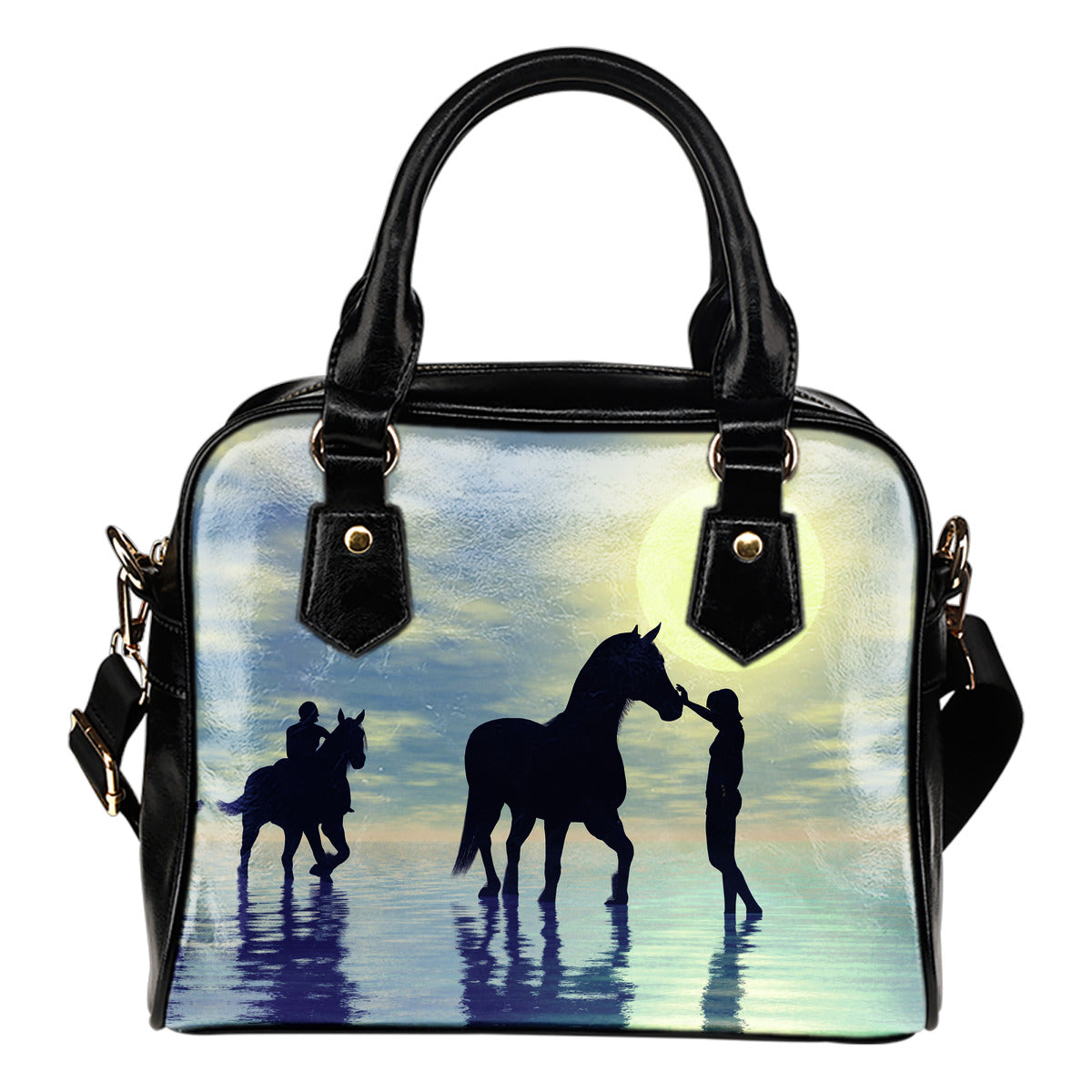 Cavalli sulla spiaggia - Borsa con manici e tracolla -