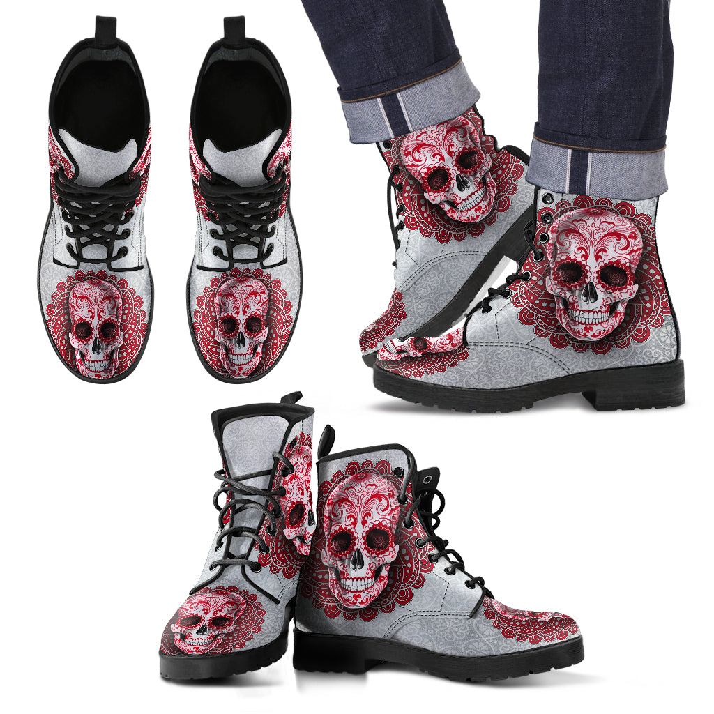 Teschio Rosso - Leather Boots Uomo -