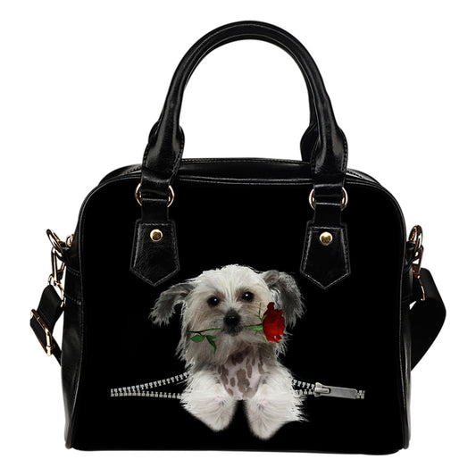 Cagnolino&Rosa - Borsa con Manici e Tracolla -