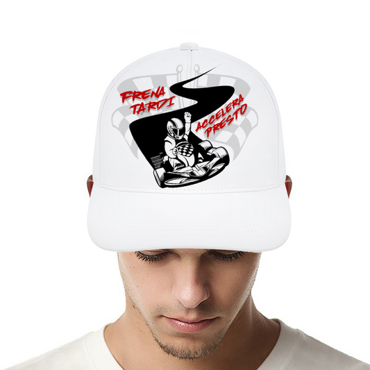 Frena Tardi.....Berretto Regolabile con Visiera/Bianco