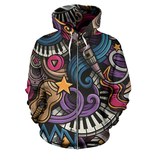 Music - Felpa  Unisex con Cappuccio e Zip -