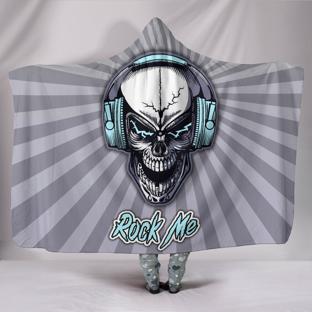 Rock Me Skull Headphones Hooded Blanket for Music Freaks