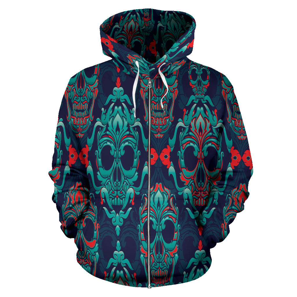 Teschio - Felpa Unisex con Cappuccio e Zip -