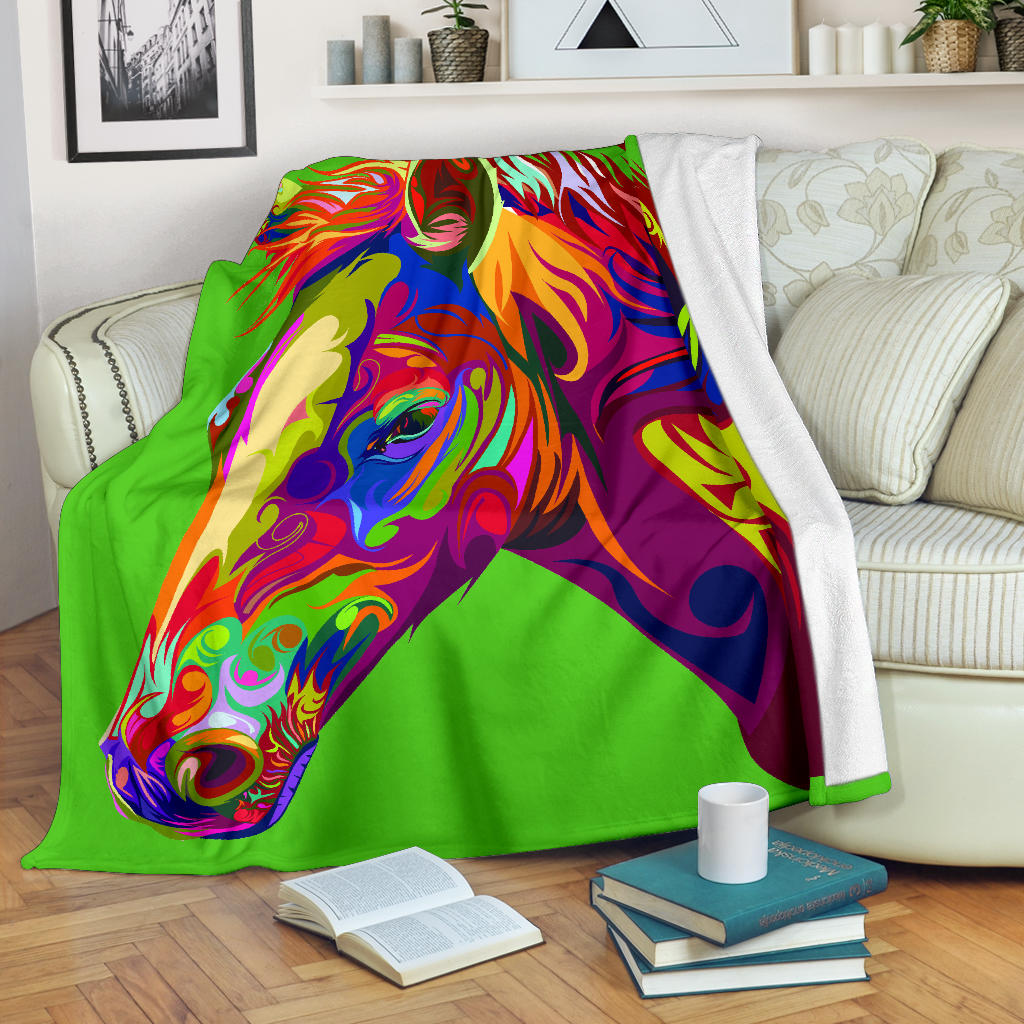 Cavallo Colorato/Verde - Coperta in Pile -