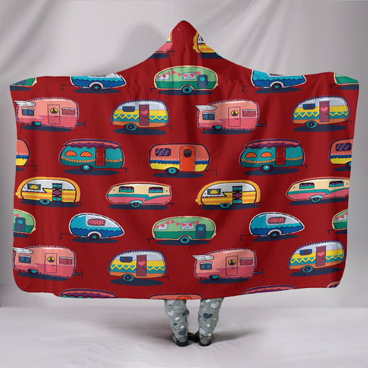 Vita in Caravan ( Rosso )  - Coperta con Cappuccio -