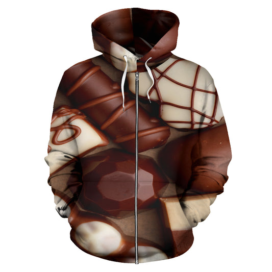 Cioccolata - Felpa  Unisex con Cappuccio e Zip -