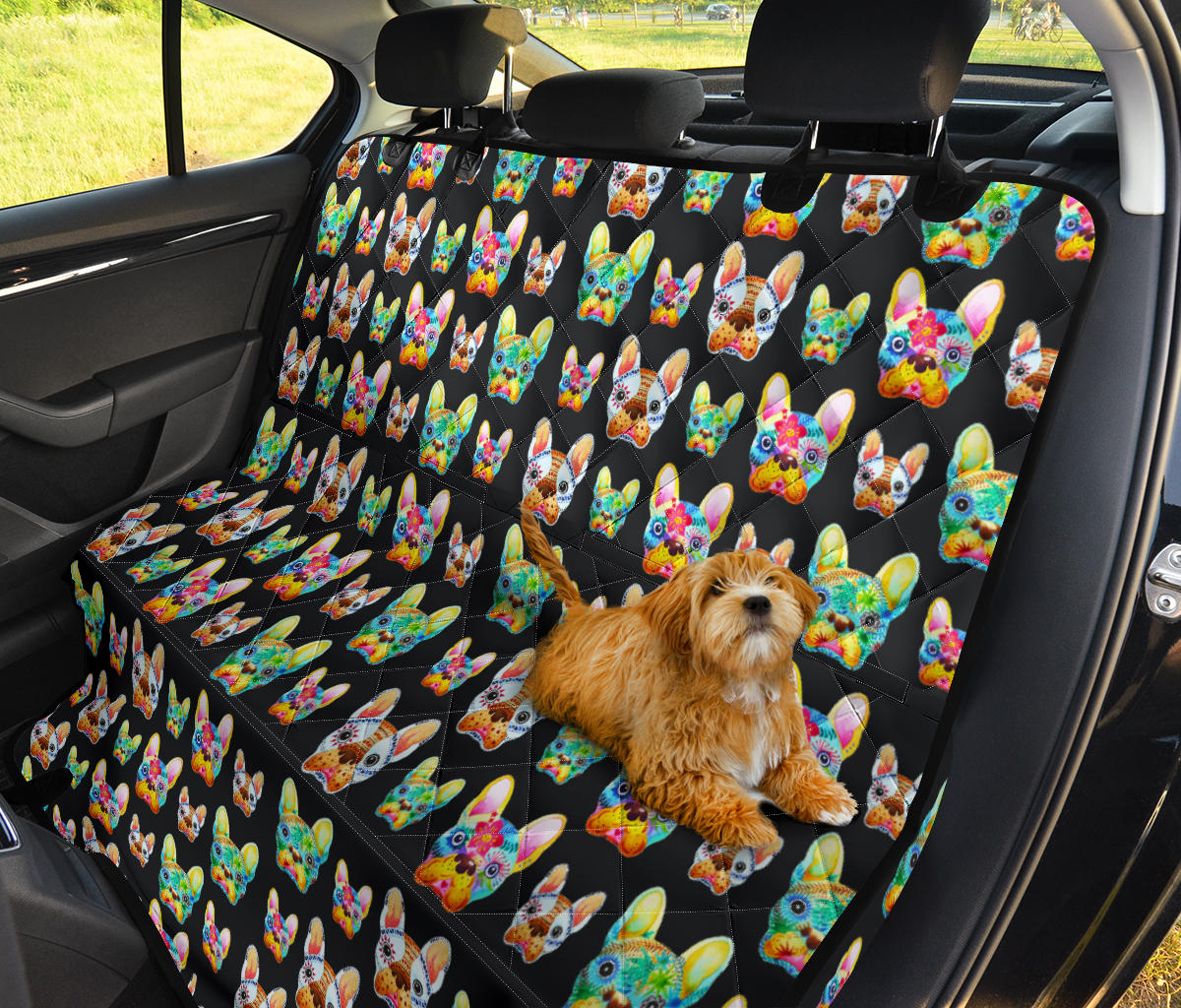 Bulldog e Colori /Nero - Coprisedile Auto per Amici a 4 Zampe -