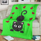 Gatto e Cuori - Coperta in Pile/Verde -