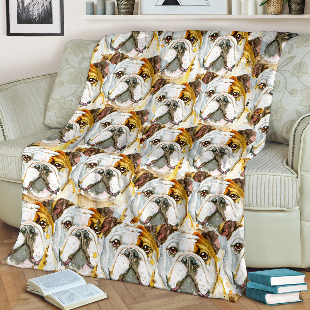 Bulldog ad Acquarello - Coperta in Pile -