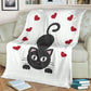 Gatto e Cuori - Coperta in Pile/Bianco -
