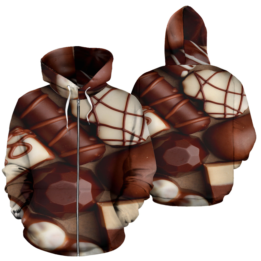 Cioccolata - Felpa  Unisex con Cappuccio e Zip -