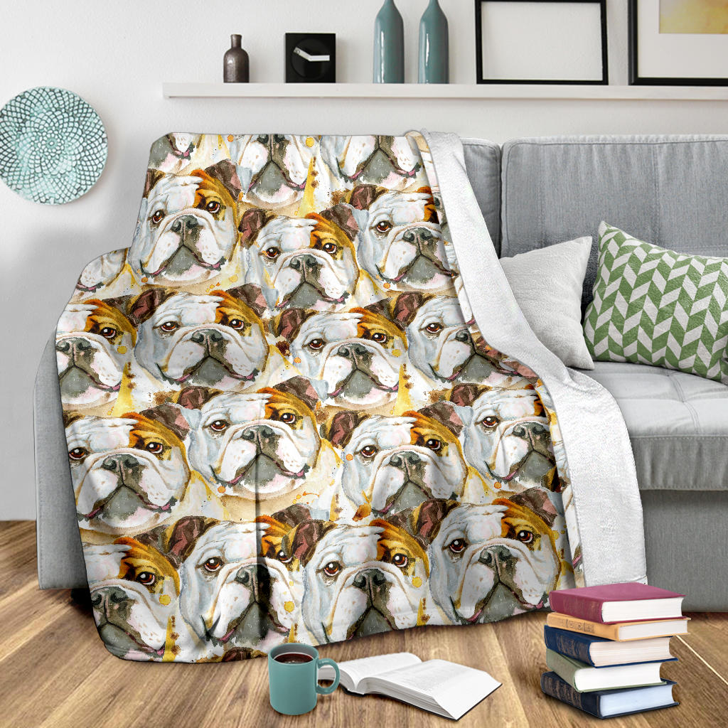 Bulldog ad Acquarello - Coperta in Pile -