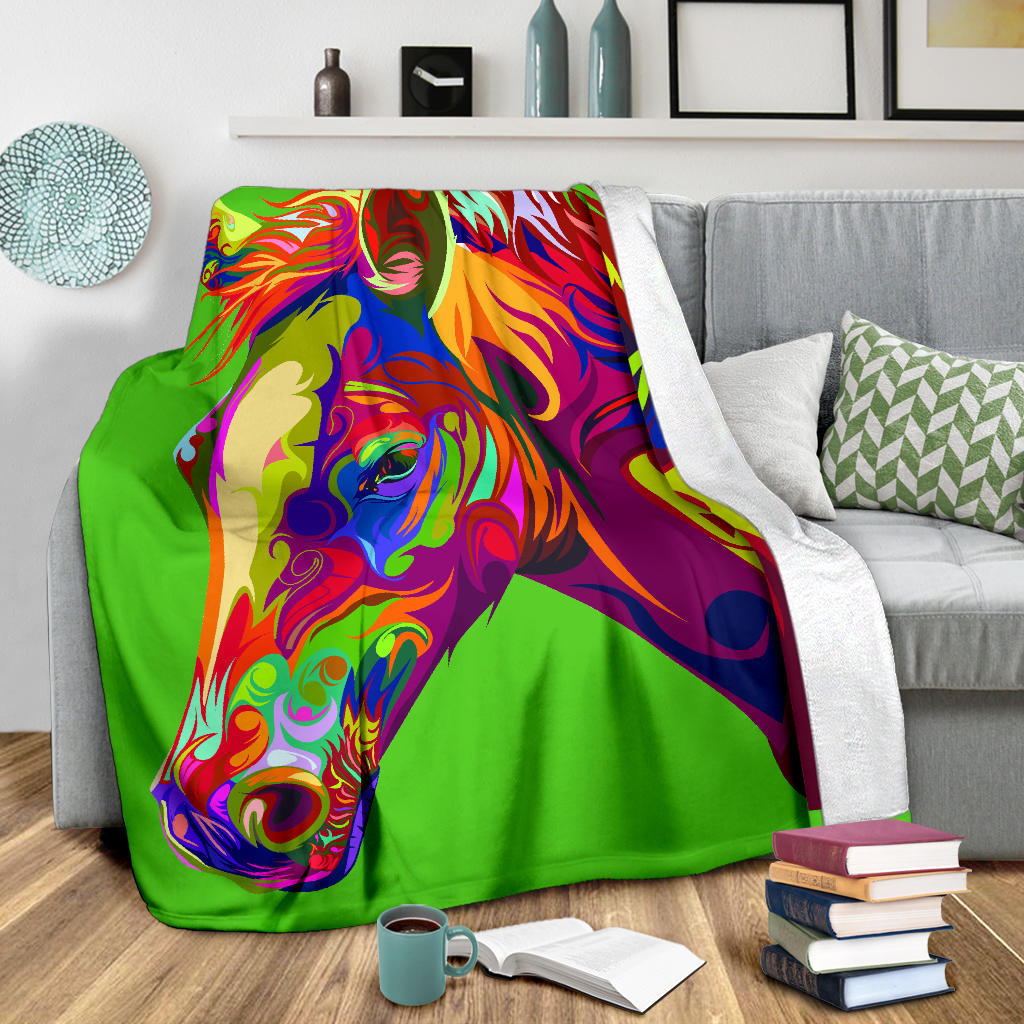 Cavallo Colorato/Verde - Coperta in Pile -