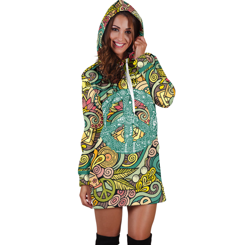 Hippie Peace Verde- Felpa a Vestito -