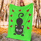 Gatto e Cuori - Coperta in Pile/Verde -