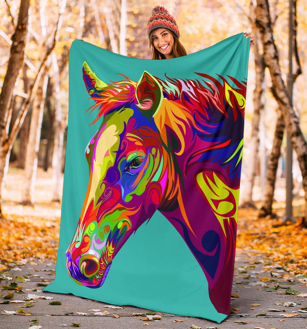 Cavallo Colorato/Turchese - Coperta in Pile -