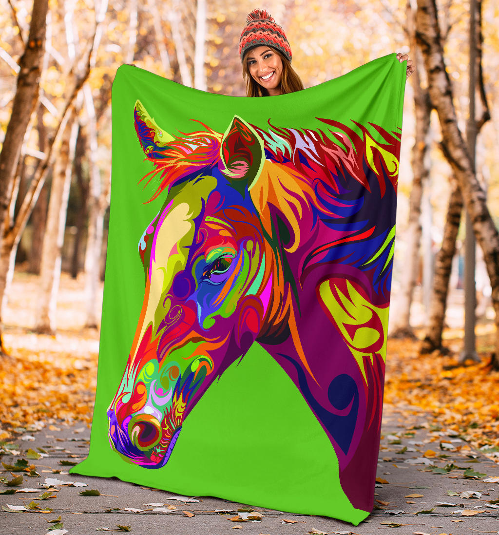 Cavallo Colorato/Verde - Coperta in Pile -