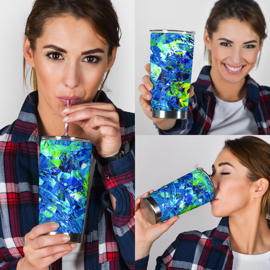 Astratto Azzurro  - Bicchierone Termico ( Tumbler ) 60 cl. -