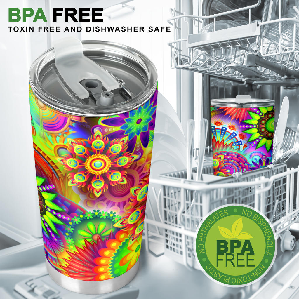 Abstract Bright Floral - Travel Tumbler