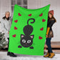 Gatto e Cuori - Coperta in Pile/Verde -