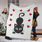 Gatto e Cuori - Coperta in Pile/Bianco -