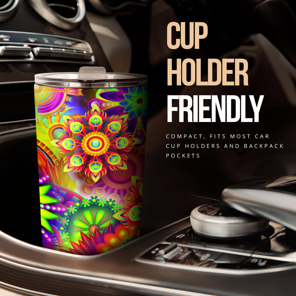 Abstract Bright Floral - Travel Tumbler