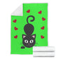 Gatto e Cuori - Coperta in Pile/Verde -