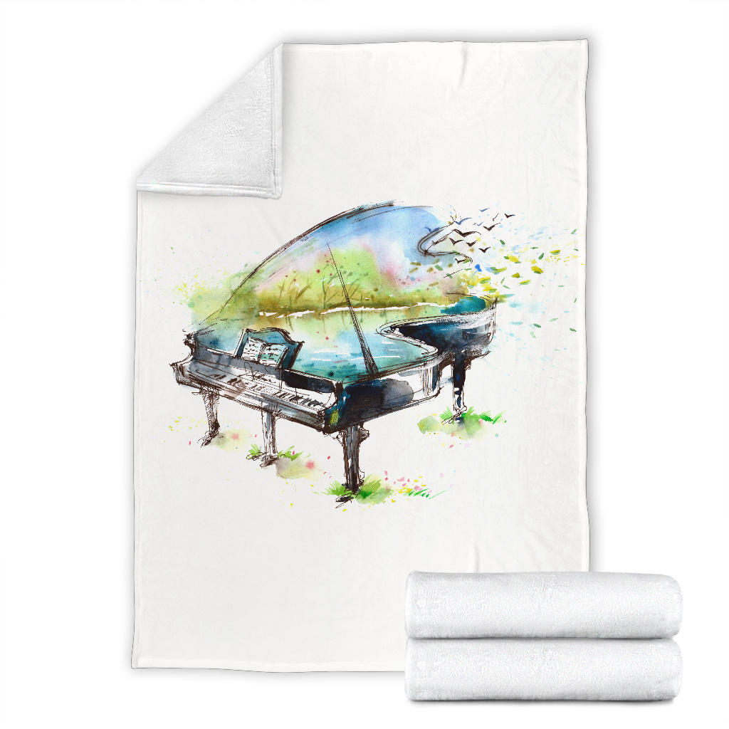 Pianoforte - Coperta in Pile/Bianco -