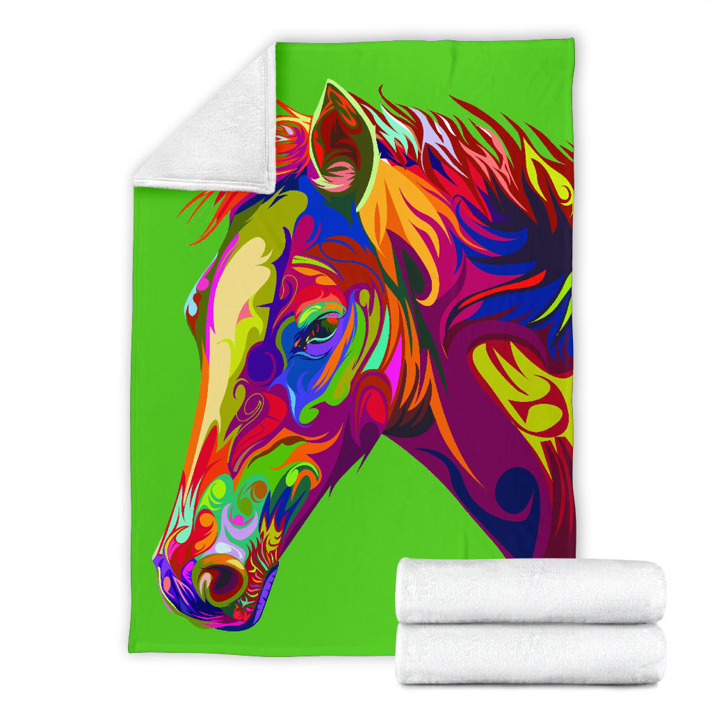 Cavallo Colorato/Verde - Coperta in Pile -