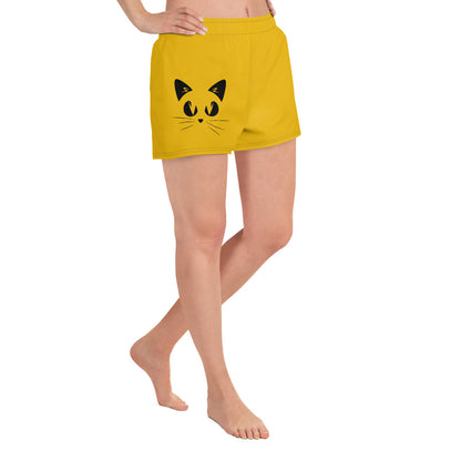 Gatto Sfondo Giallo - Pantaloncini Sportivi Donna -