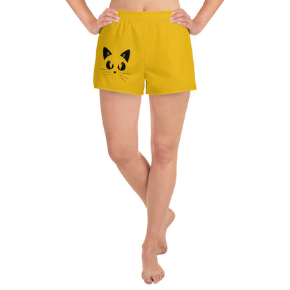Gatto Sfondo Giallo - Pantaloncini Sportivi Donna -